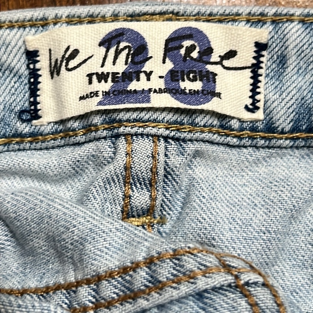 Free People Mini Jean Skirt Button Fly Distressed Sz 28 EUC - Picture 5 of 11